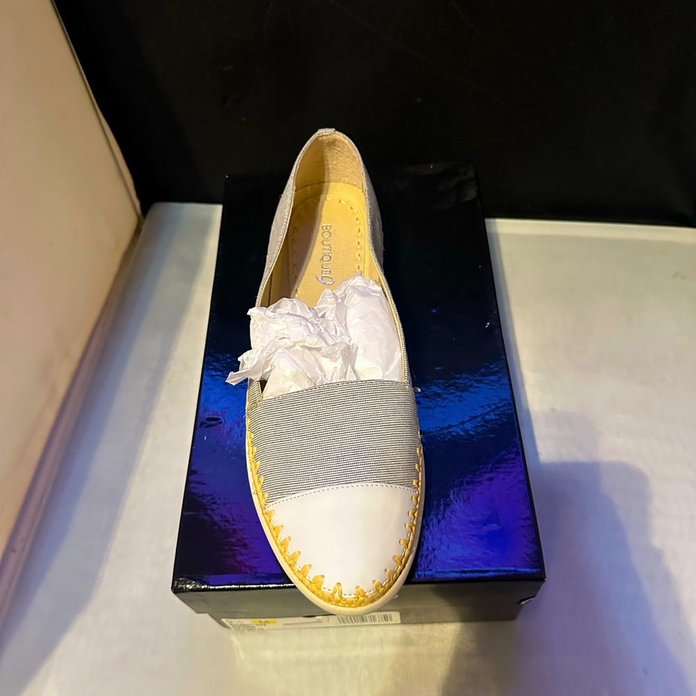 Navy and white stripe Espadrille platforms